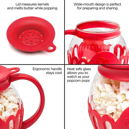 Microwave Glass Popcorn Popper with Silicone Lid by HitMyNeed