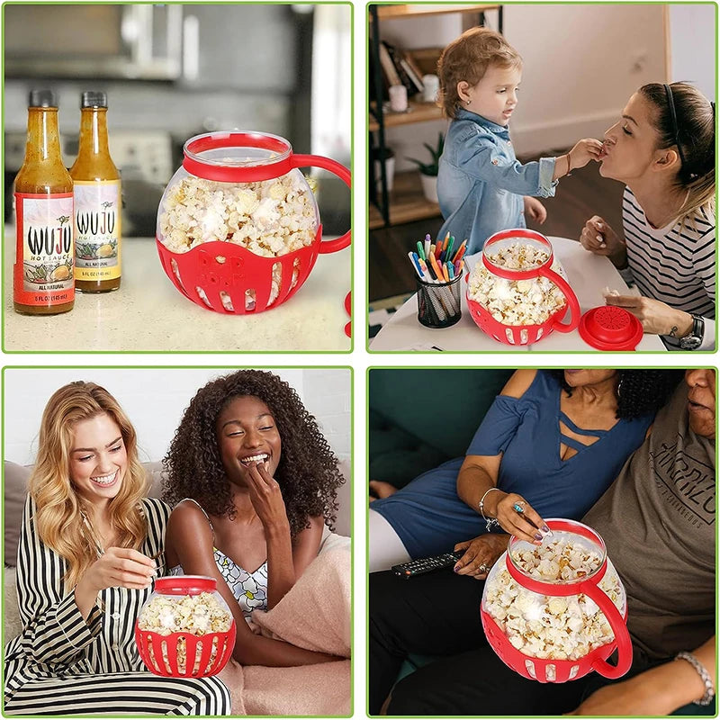 Microwave Glass Popcorn Popper with Silicone Lid by HitMyNeed