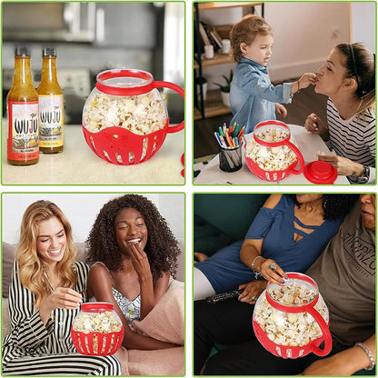 Microwave Glass Popcorn Popper with Silicone Lid by HitMyNeed