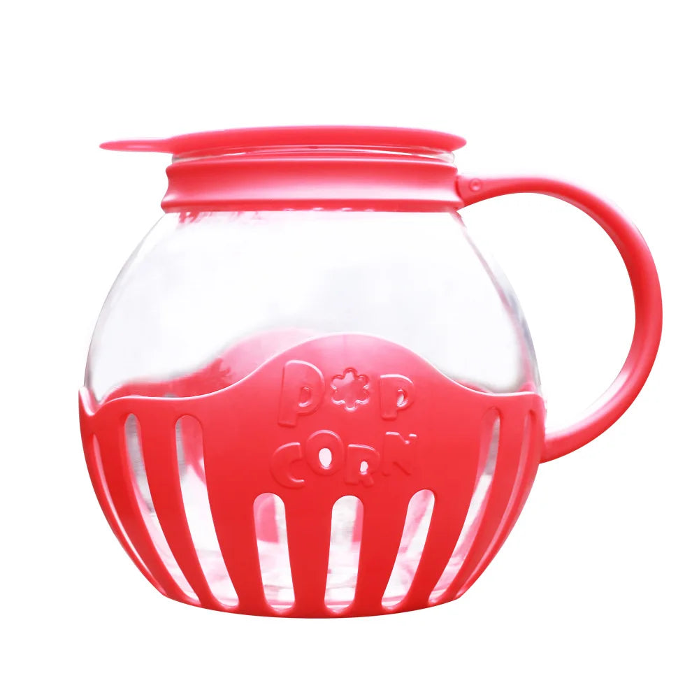 Microwave Glass Popcorn Popper with Silicone Lid red by HitMyNeed