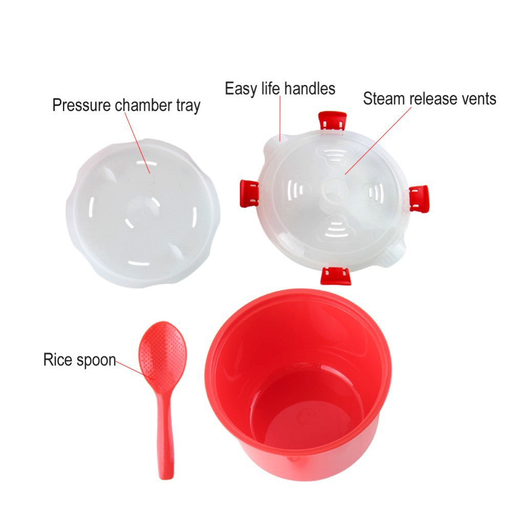 Microwave Rice Cooker with Spoon, 2.6L PP by HitMyNeed