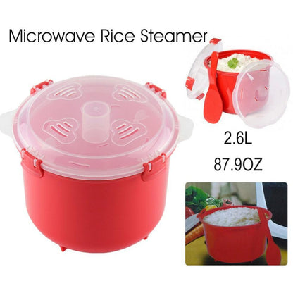 Microwave Rice Cooker with Spoon, 2.6L PP by HitMyNeed