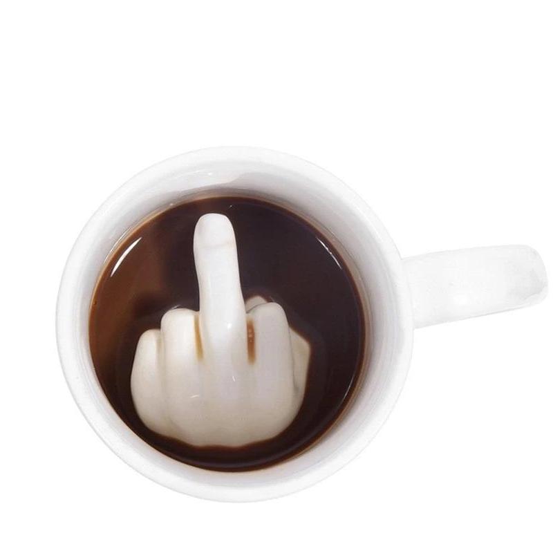 Middle Finger Bottom Ceramic Coffee Mug 12oz by HitMyNeed