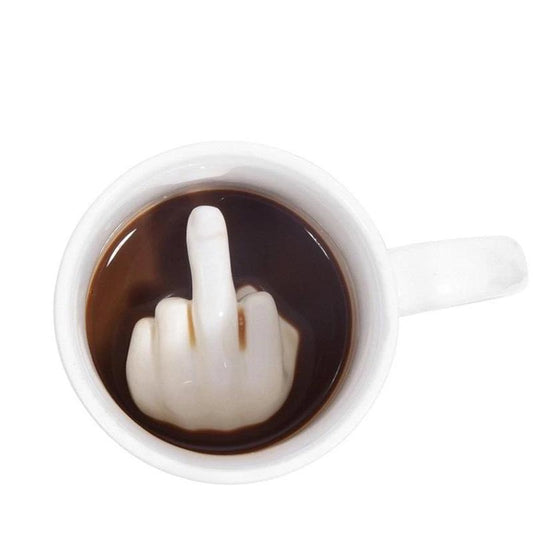Middle Finger Bottom Ceramic Coffee Mug 12oz by HitMyNeed