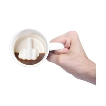 Middle Finger Bottom Ceramic Coffee Mug 12oz by HitMyNeed