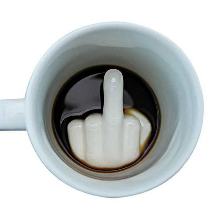 Middle Finger Bottom Ceramic Coffee Mug 12oz by HitMyNeed