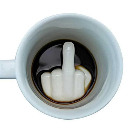 Middle Finger Bottom Ceramic Coffee Mug 12oz by HitMyNeed
