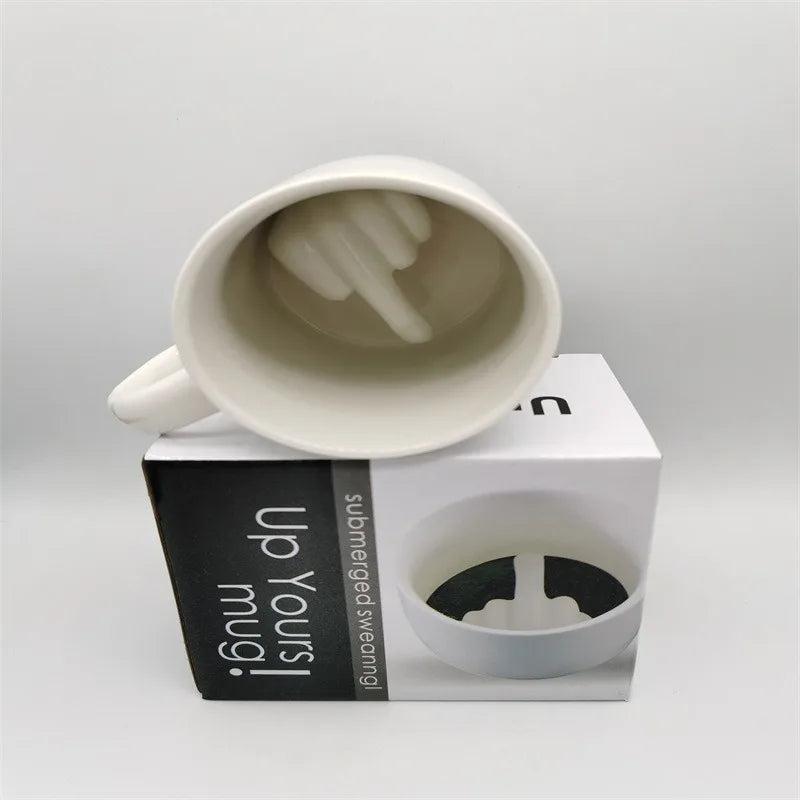 Middle Finger Bottom Ceramic Coffee Mug 12oz by HitMyNeed