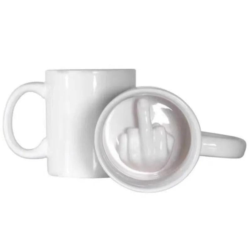 Middle Finger Bottom Ceramic Coffee Mug 12oz by HitMyNeed