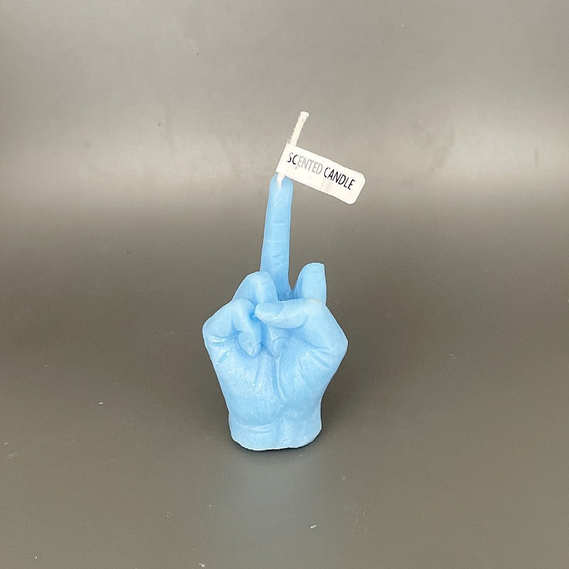 Middle Finger Scented Candle - Funny Novelty Gift blue by HitMyNeed