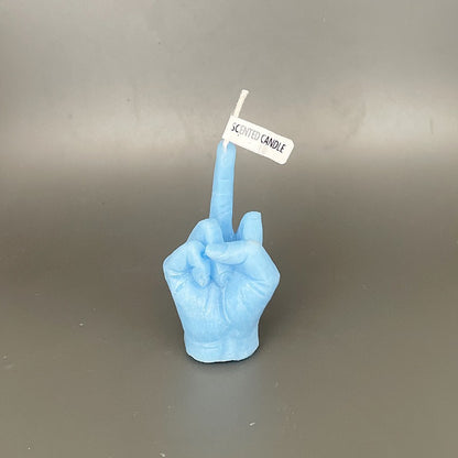 Middle Finger Scented Candle - Funny Novelty Gift blue by HitMyNeed