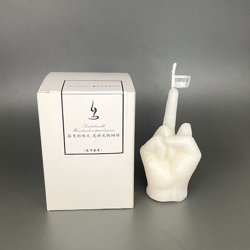 Middle Finger Scented Candle - Funny Novelty Gift white by HitMyNeed