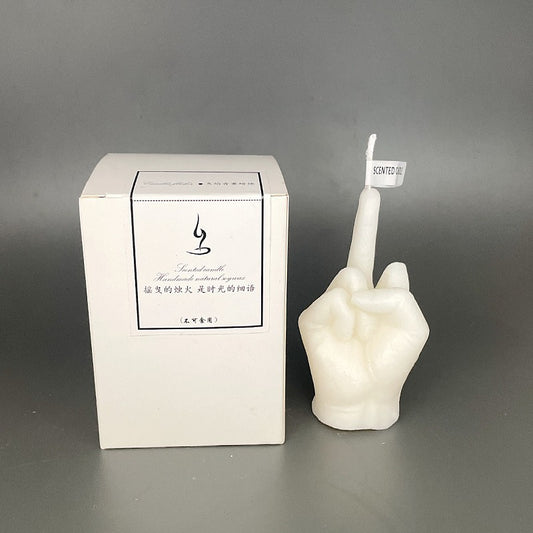 Middle Finger Scented Candle - Funny Novelty Gift white by HitMyNeed