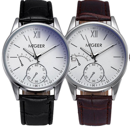MIGEER Men's Quartz Watch with Leather Band by HitMyNeed