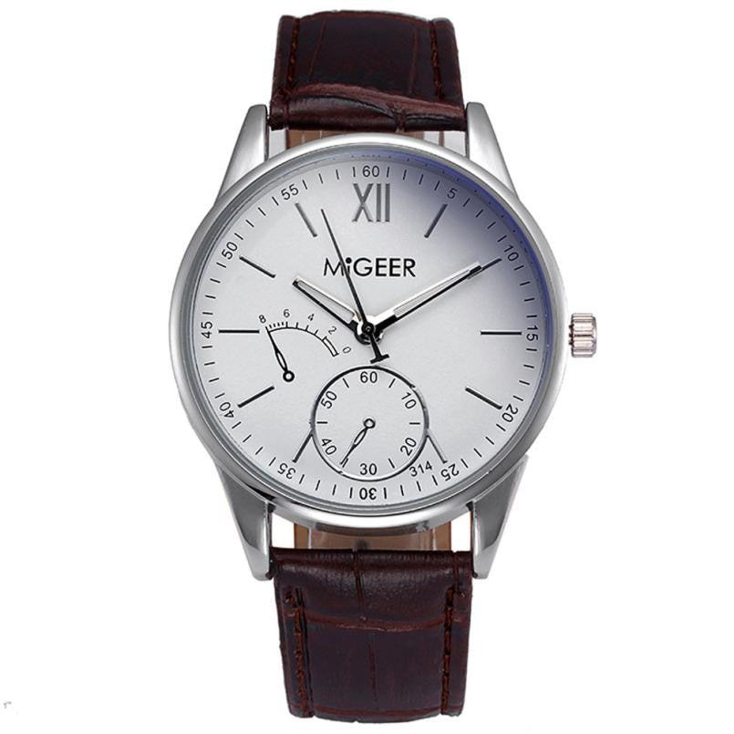 MIGEER Men's Quartz Watch with Leather Band by HitMyNeed