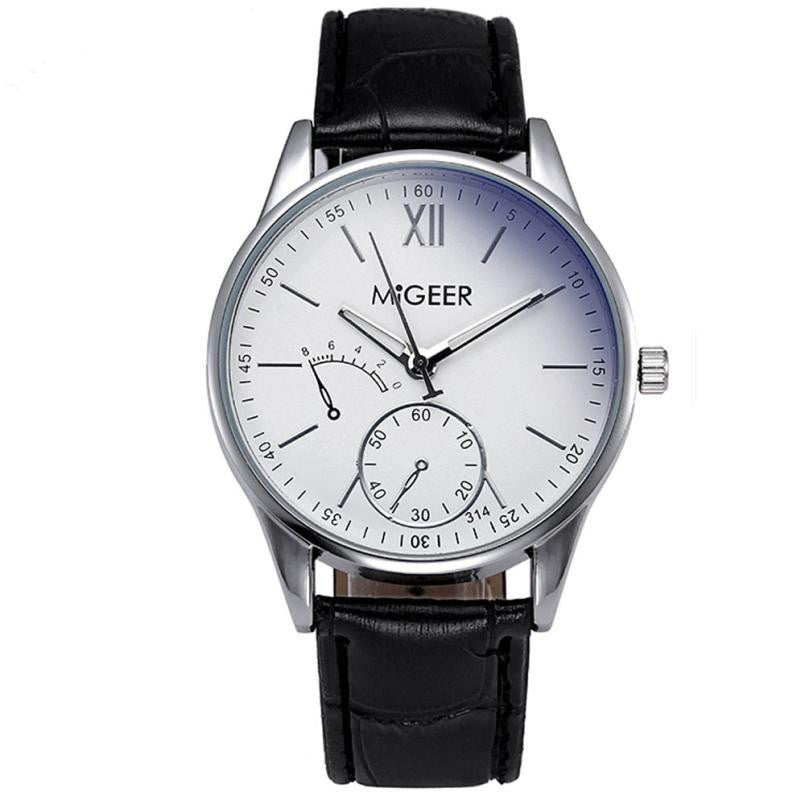 MIGEER Men's Quartz Watch with Leather Band by HitMyNeed