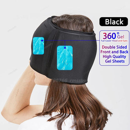 Migraine Relief Gel Cap Hot & Cold Therapy Hat 360full-py-black by HitMyNeed