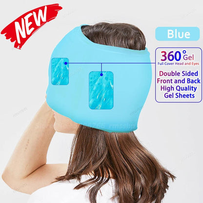 Migraine Relief Gel Cap Hot & Cold Therapy Hat 360full-py-blue by HitMyNeed