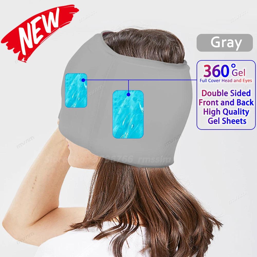 Migraine Relief Gel Cap Hot & Cold Therapy Hat 360full-py-gray by HitMyNeed