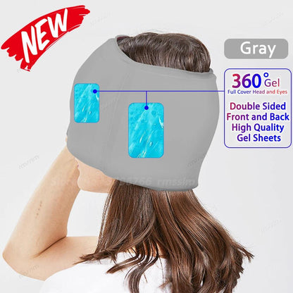 Migraine Relief Gel Cap Hot & Cold Therapy Hat 360full-py-gray by HitMyNeed