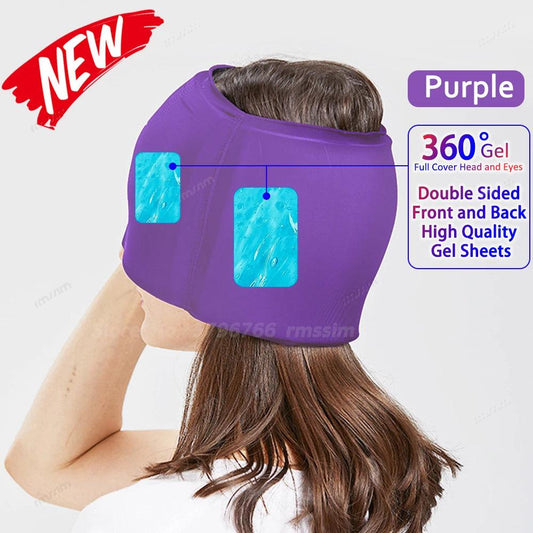 Migraine Relief Gel Cap Hot & Cold Therapy Hat 360full-py-purple by HitMyNeed