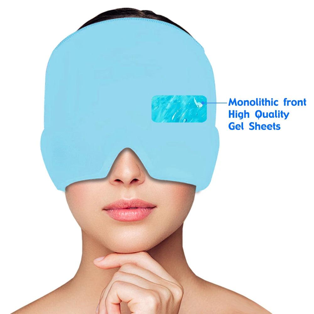 Migraine Relief Gel Cap Hot & Cold Therapy Hat py-blue by HitMyNeed