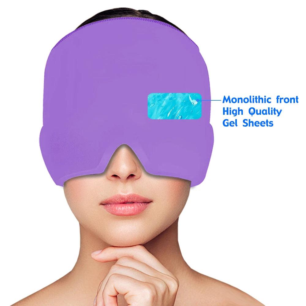 Migraine Relief Gel Cap Hot & Cold Therapy Hat py-purple by HitMyNeed