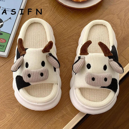 Milk Cow Fluffy Winter Cushion Slippers by HitMyNeed