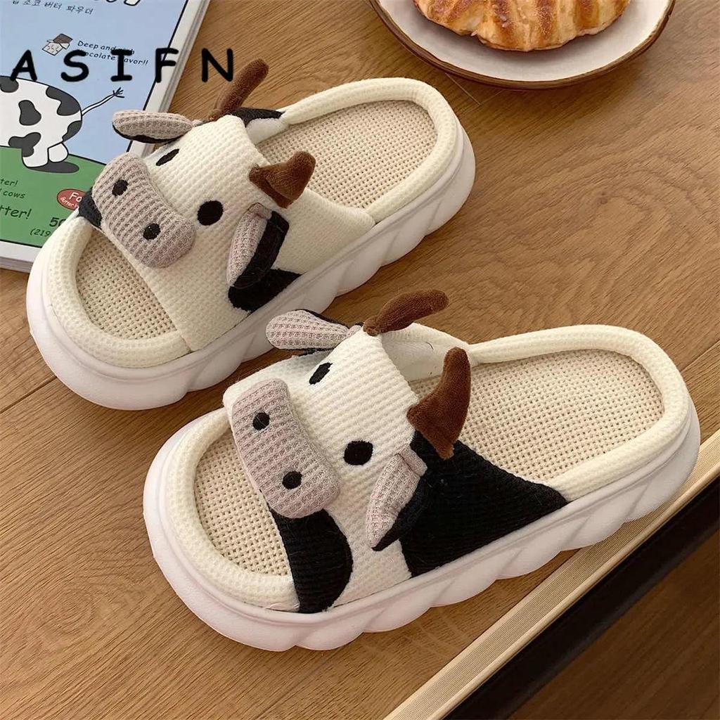 Milk Cow Fluffy Winter Cushion Slippers by HitMyNeed