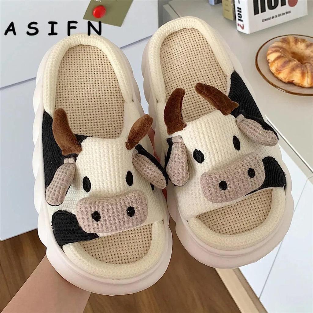 Milk Cow Fluffy Winter Cushion Slippers by HitMyNeed