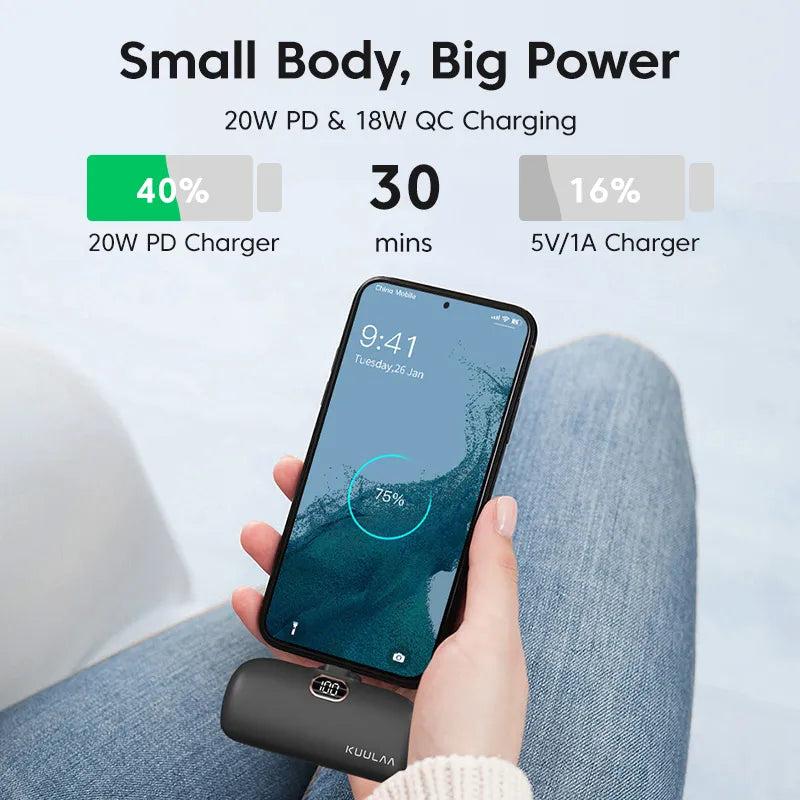 Mini 5000mAh Power Bank with QC & PD Fast Charging by HitMyNeed