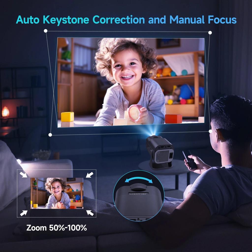 Mini 720P Android 11 Projector with WiFi 6 & BT5.0 by HitMyNeed
