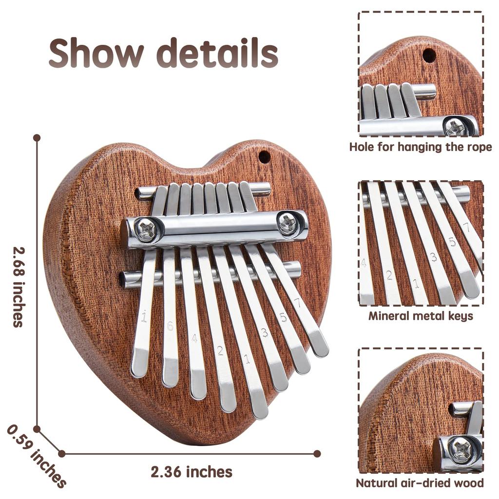 Mini 8-Key Kalimba Thumb Piano for Kids, Love Style by HitMyNeed