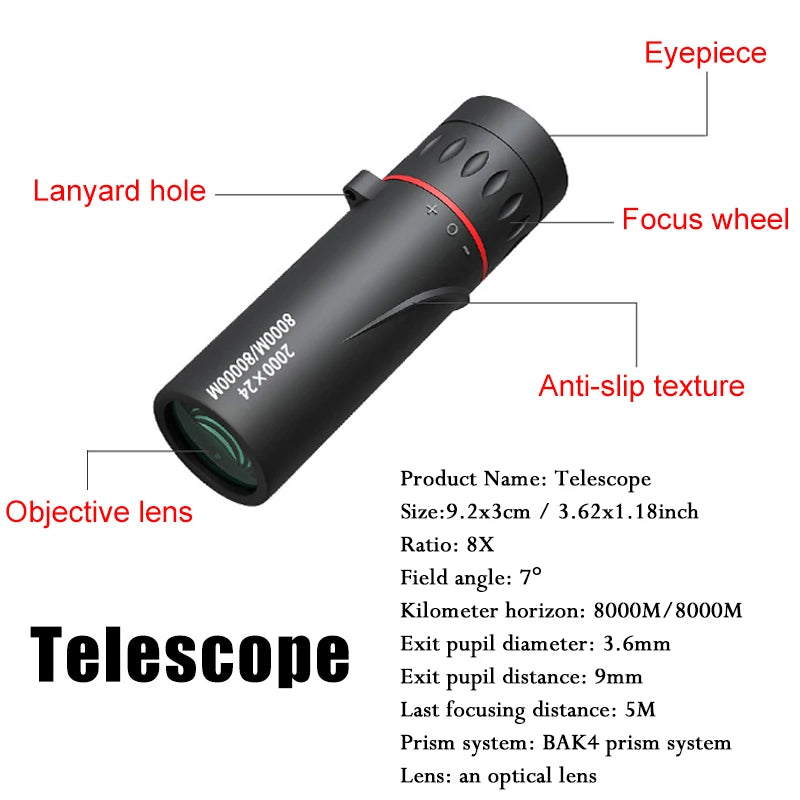 Mini 8x HD Monocular Phone Telescope 9.2cm by HitMyNeed