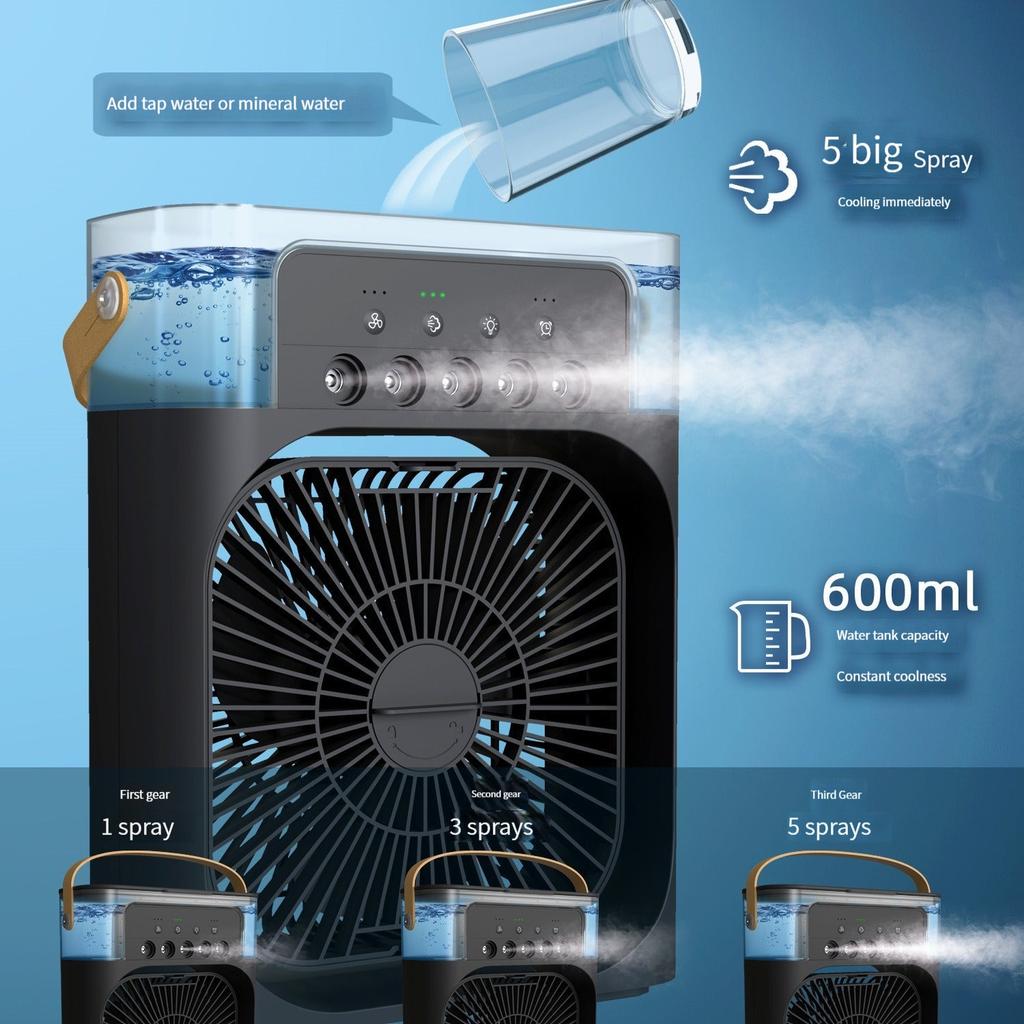 Mini Air Cooler Fan with 5-Hole Mist & 3 Speeds by HitMyNeed