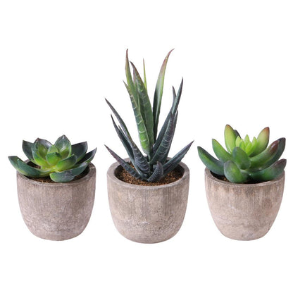 Mini Artificial Succulents in Pots, Set of 3 by HitMyNeed