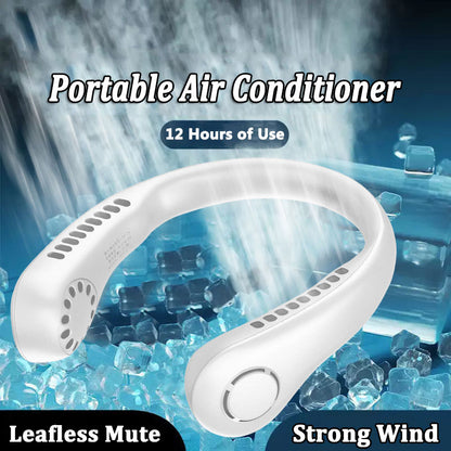 Mini Bladeless Neck Fan, 3-Speed Rechargeable Cooler by HitMyNeed