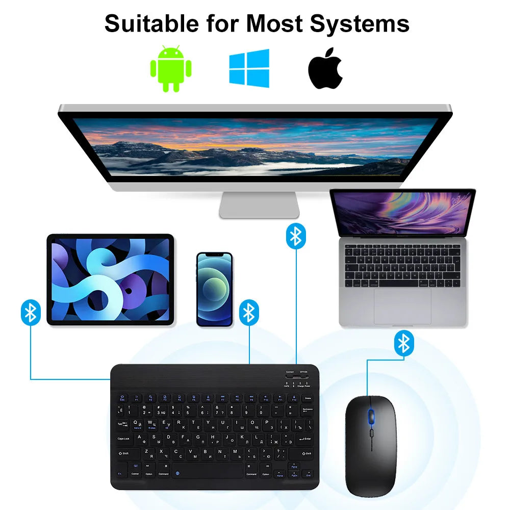 Mini Bluetooth Keyboard & Mouse for Tablet and Laptop by HitMyNeed