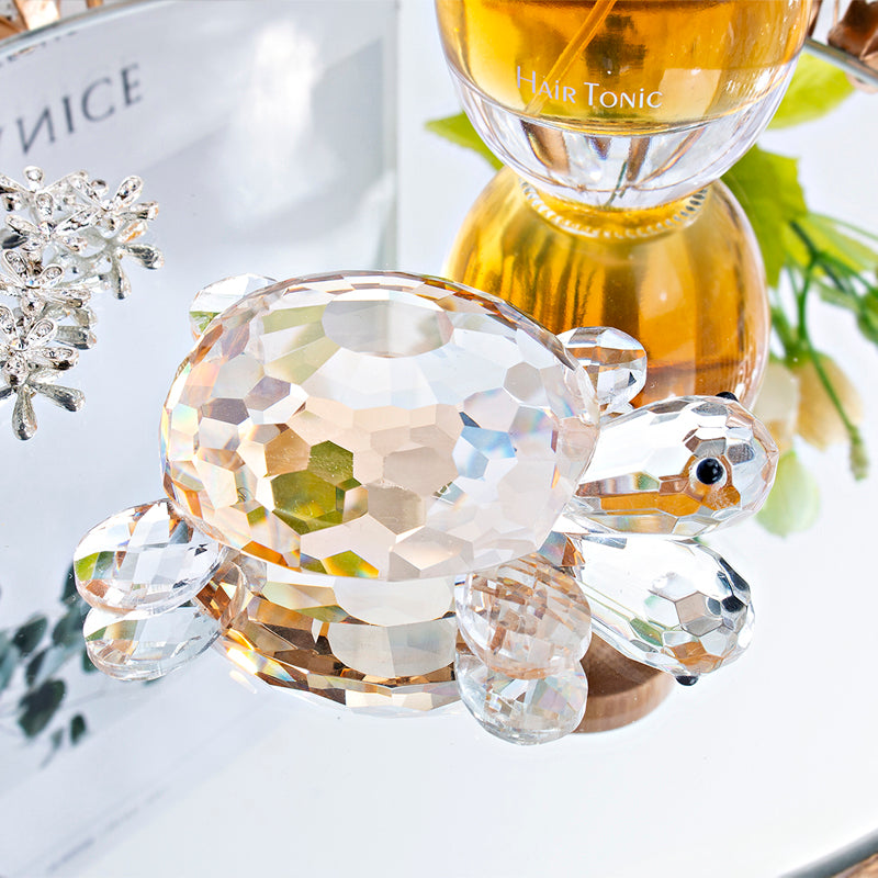 Mini Clear Crystal Turtle Figurine Ornament by HitMyNeed