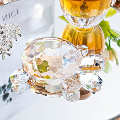 Mini Clear Crystal Turtle Figurine Ornament by HitMyNeed