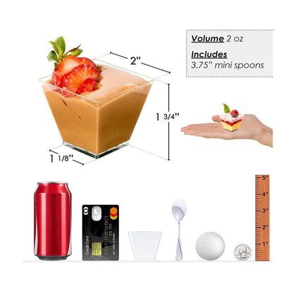 Mini Clear Dessert Cups with Spoons (20 Pack, 2oz) by HitMyNeed