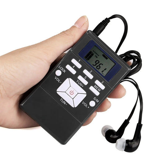 Mini Clip-On FM Radio with Digital Clock & Earphones by HitMyNeed