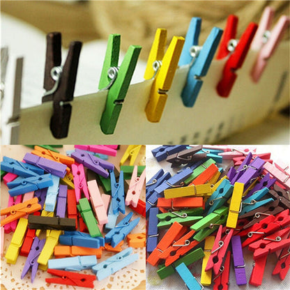Mini Colorful Wooden Clips (50 Pack) by HitMyNeed