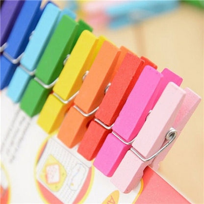 Mini Colorful Wooden Clips (50 Pack) by HitMyNeed