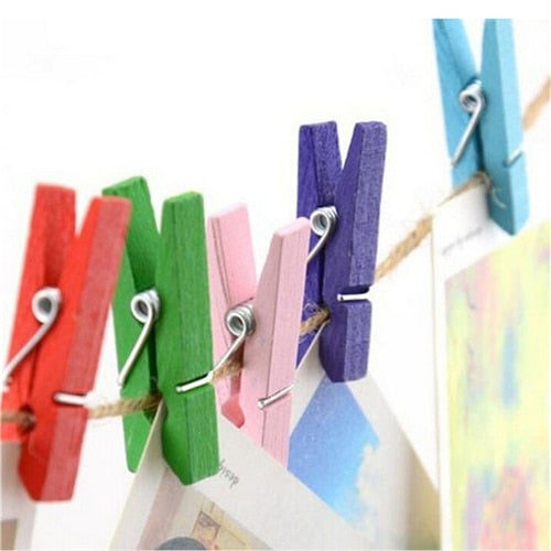 Mini Colorful Wooden Clips (50 Pack) by HitMyNeed