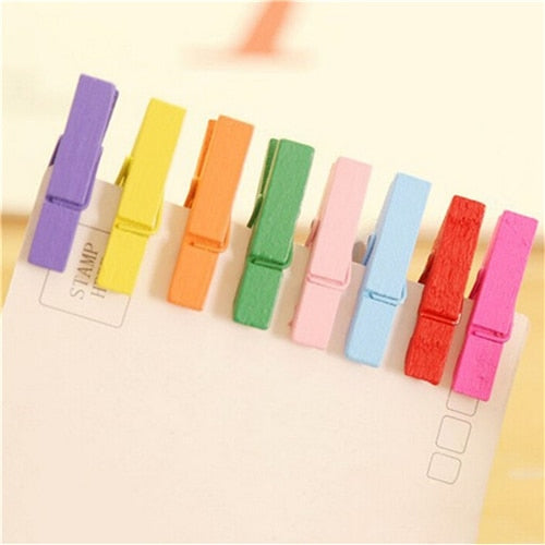 Mini Colorful Wooden Clips (50 Pack) by HitMyNeed