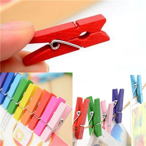 Mini Colorful Wooden Clips (50 Pack) by HitMyNeed