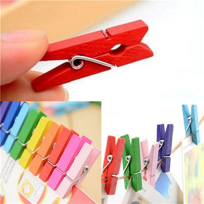 Mini Colorful Wooden Clips (50 Pack) by HitMyNeed