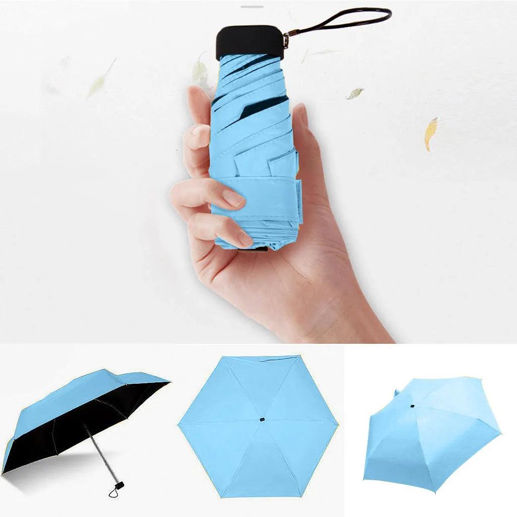 Mini Compact Pocket Umbrella - Flat & Lightweight blue by HitMyNeed