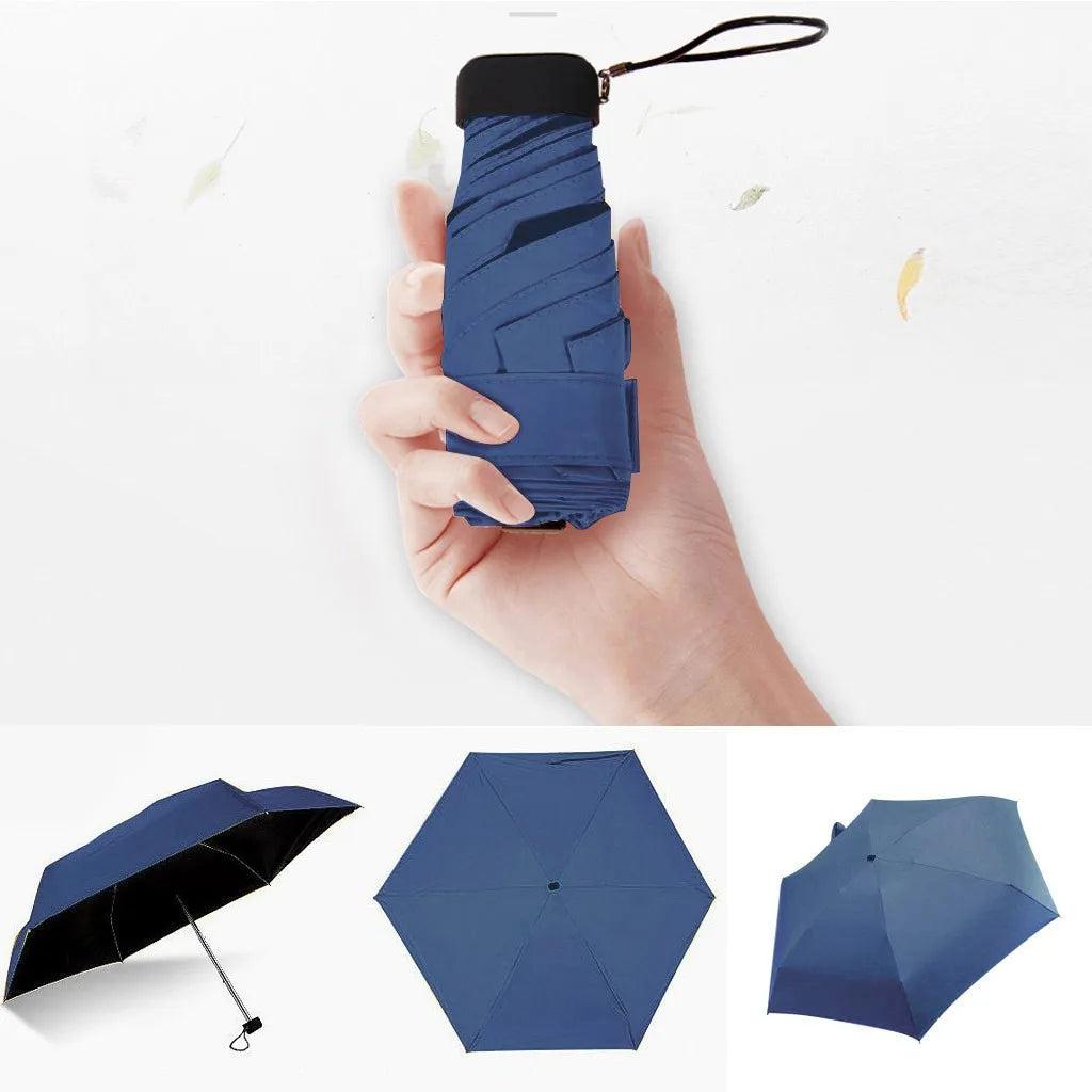Mini Compact Pocket Umbrella - Flat & Lightweight navy-blue by HitMyNeed